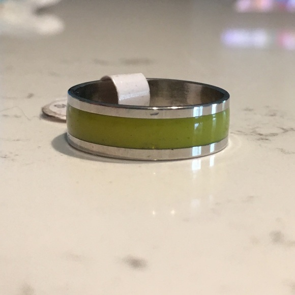 Unisex Stainless Steel Yellow Enamel Ring - Picture 2 of 8